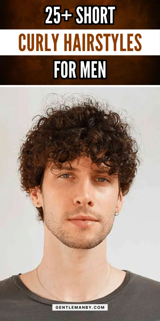 40+ Trendy Short Curly Hairstyles for Men Pin Image