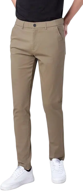 Summer Outfit Idea #04 - (White Pinstriped Shirt + Beige Slim-Fit Trousers + Brown Leather Loafers + Brown Leather Watch + Black Aviator Sunglasses) Men's Pant