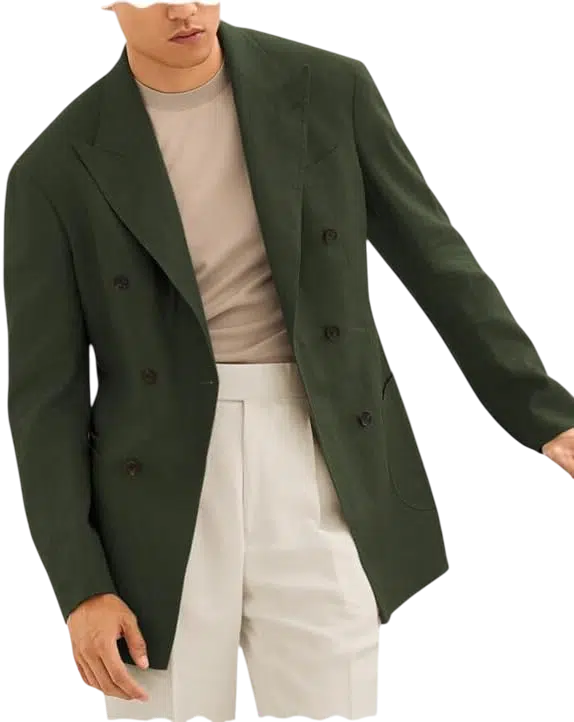 Men's Fall Outfit Idea #19 - (Dark Green Overcoat + Light Gray Turtleneck Sweater + Beige Chino Pants + Brown Leather Lace-Up Boots)