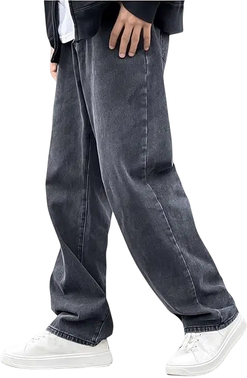 Men's Y2k Outfit Idea #01 - (Beige Ribbed Knit Sweater + Faded Black Wide-Leg Jeans + White and Green Sneakers + White Undershirt + Pearl Necklace)