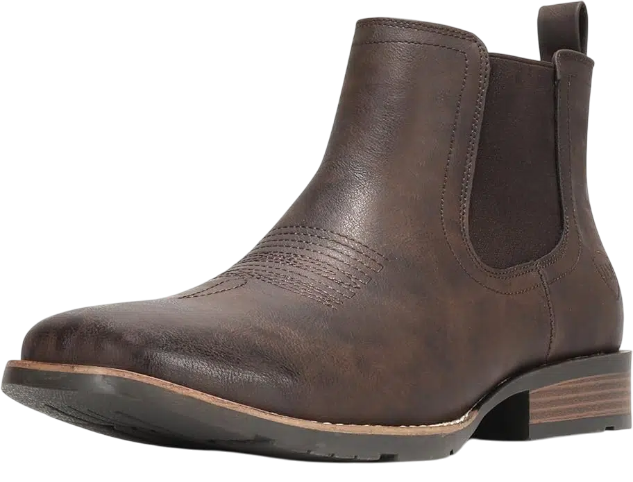 Men's Fall Outfit Idea #10 - (Burgundy Leather Jacket + Black Turtleneck Sweater + Black Slim-Fit Trousers + Brown Chelsea Boots + Black Sunglasses)