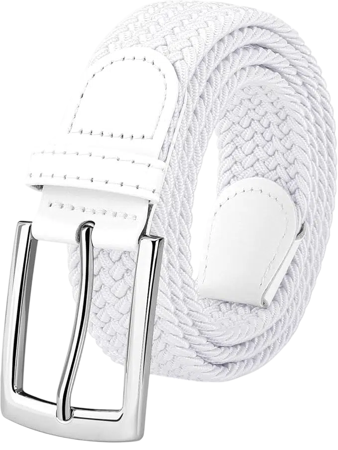 Men's Y2k Outfit Idea #10 - (Light Pink Sweater + Light Gray Wide-Leg Trousers + White Belt + Chunky White Sneakers + White Balaclava Face Cover)