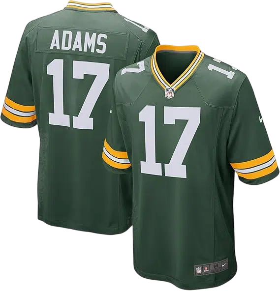 Men's Y2k Outfit Idea #06 - (Green #21 NFL Jersey + White Long Sleeve T-Shirt + Dark Gray Baggy Jeans + Tan Timberland Work Boots + Silver Cross Necklace + Silver Ring)
