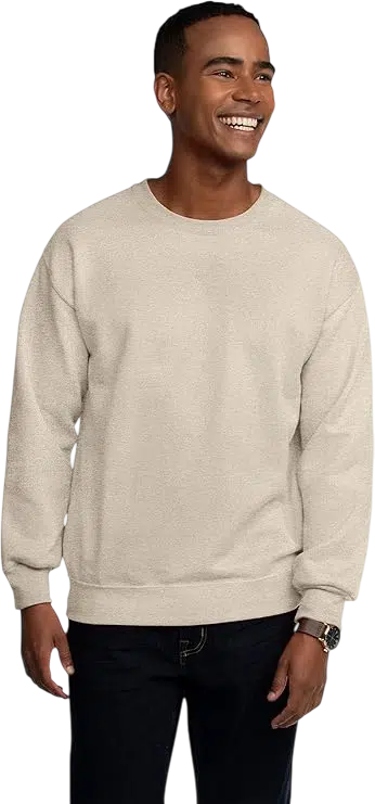 Men's Fall Outfit Idea #20 - (Olive Green Field Jacket + Beige Crew Neck Sweater + White T-Shirt + Light Gray Chinos + Brown Suede Sneakers)